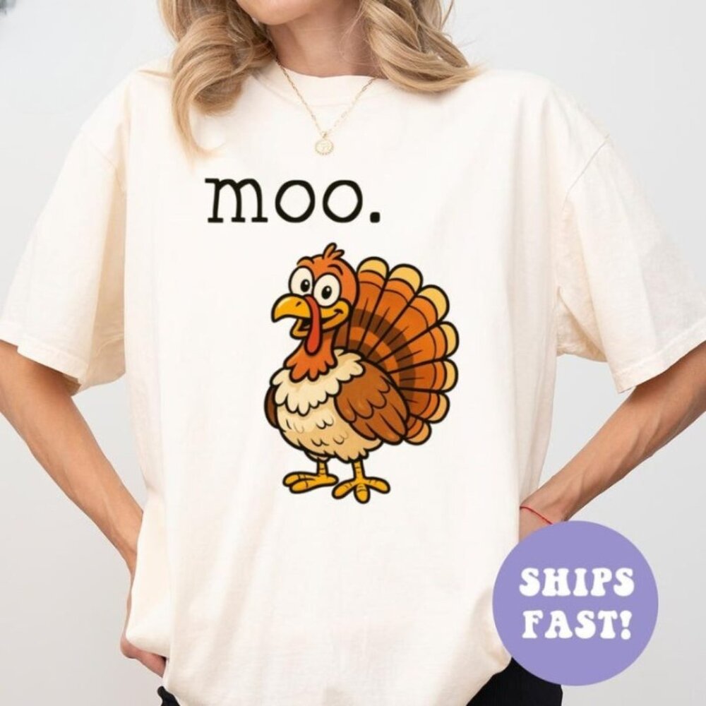 Funny Turkey Moo Shirt Thanksgiving Turkey Shirt